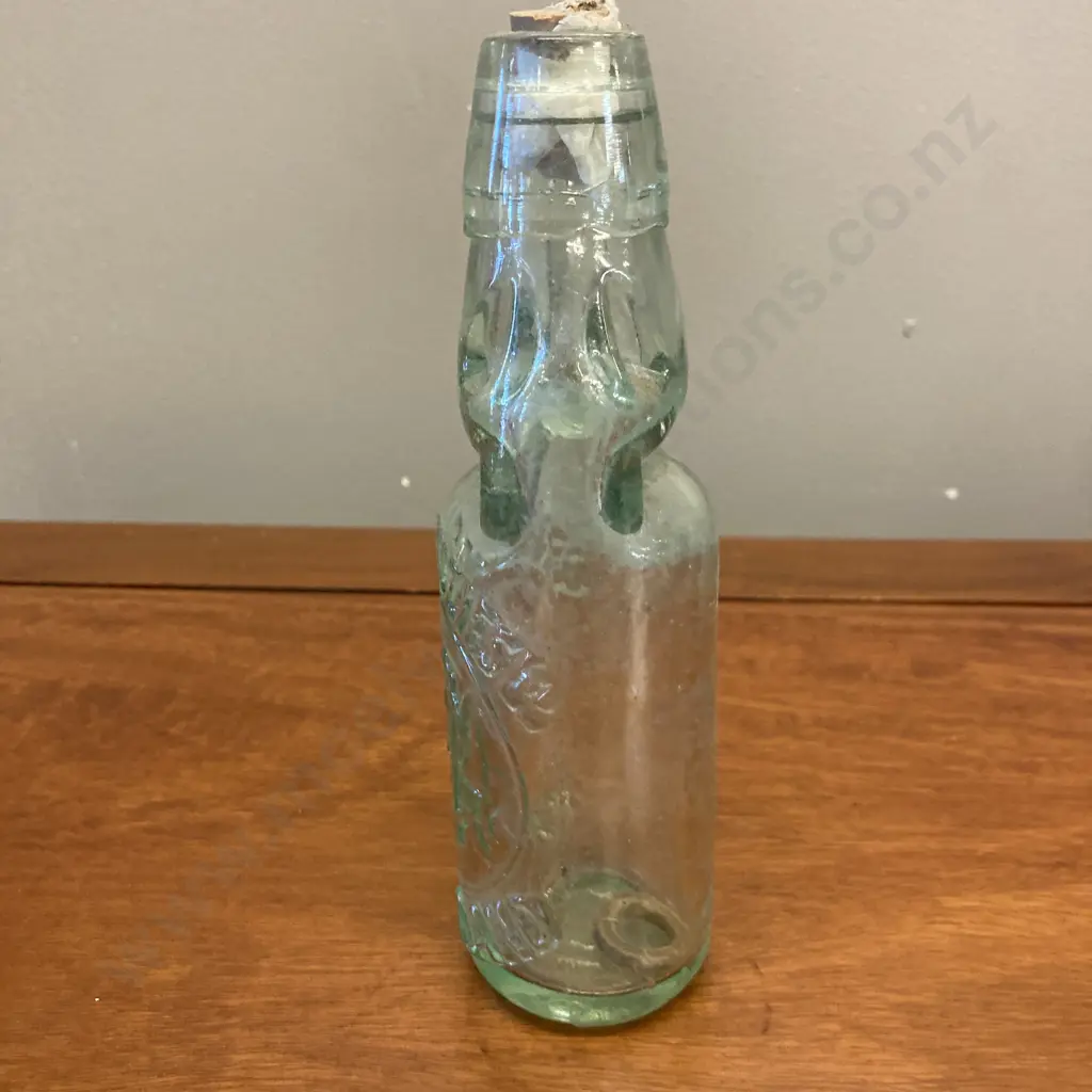 Grey and Menzies Ltd. Codd's Patent Aerated Water Bottle Aqua Glass, 1902-1910. H19cm Image 1++